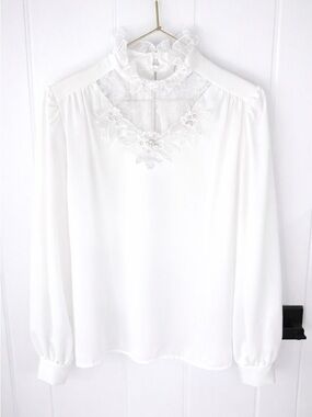 π§΅ STYLE RITE BLOUSE Vintage Secretary Blouse Bridal Lace Petite Sz S Made in π¨π¦